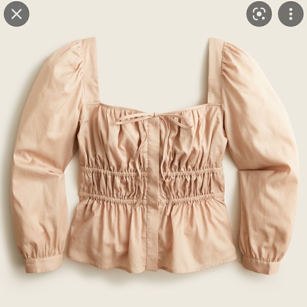 J. Crew Cinched-waist top in herringbone cotton DEFECT